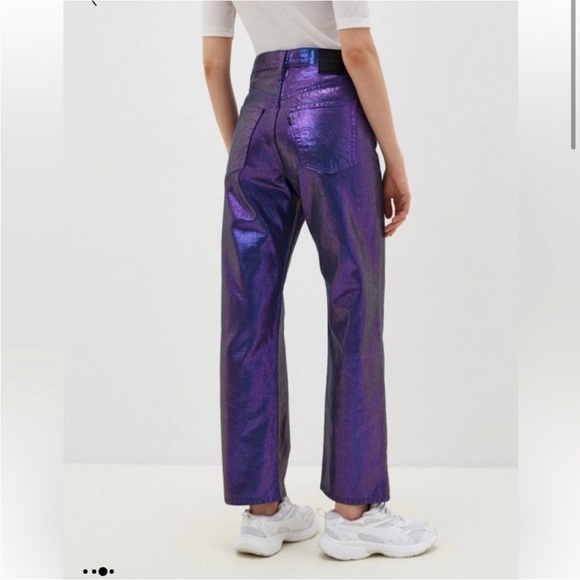 New Levis Shine Ribcage Straight Ankle Jeans Candy Coated Purple Iridescent 26 - Picture 16 of 17
